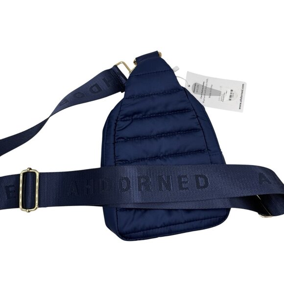 Ahdorned Navy Blue Eliza Quilted Puffy Sling Crossbody Purse Travel Bag NEW - Picture 5 of 9